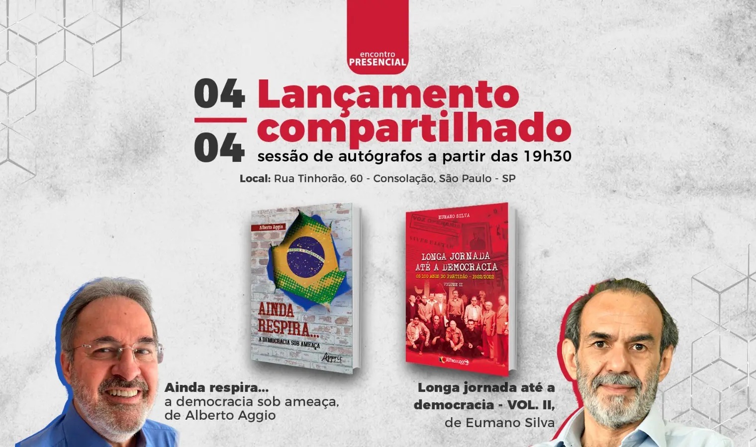 Eumano Silva e Alberto Aggio lançam seus livros nesta quinta, em São Paulo