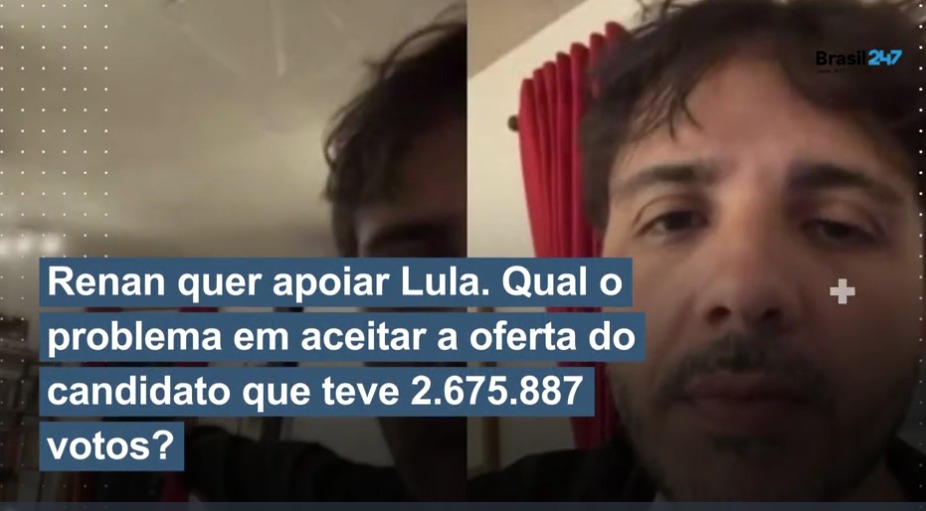 Renan quer apoiar Lula. Qual o problema em aceitar a oferta do candidato que teve 2.675.887 votos?